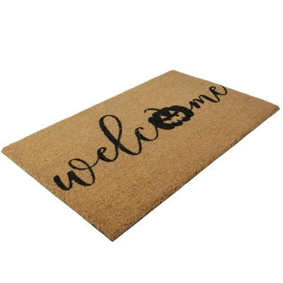 Northlight Natural Coir Pumpkin "Welcome" Halloween Doormat 18" X 30" 2 Northlight Natural Coir Pumpkin "Welcome" Halloween Doormat 18" X 30" - Image 2