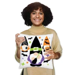 Big Dot Of Happiness Halloween Gnomes - Spooky Fall Party Home Decorative Canvas Cushion Case - Throw Pillow Cover - 16 X 16 Inches -EEK! Deals Store GUEST 07f332e4 e14e 4ac7 b62e 2a8664a73dbf