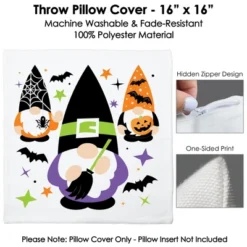 Big Dot Of Happiness Halloween Gnomes - Spooky Fall Party Home Decorative Canvas Cushion Case - Throw Pillow Cover - 16 X 16 Inches -EEK! Deals Store GUEST 0a15ef20 ca84 4847 9c21 766099508051