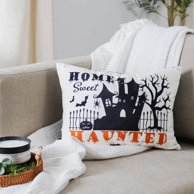 13"x18" Sweet Haunted Home LED Halloween Lumbar Throw Pillow White - Lush Décor 4 13"x18" Sweet Haunted Home LED Halloween Lumbar Throw Pillow White - Lush Décor - Image 4