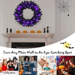 Costway 24inch Pre-lit Christmas Halloween Wreath Black W/ 35 Purple LED Lights 12 Costway 24inch Pre-lit Christmas Halloween Wreath Black W/ 35 Purple LED Lights -EEK! Deals Store GUEST 18b19d8b de75 4014 a0c5 445fc01366ec