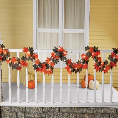 Collections Etc Halloween Lighted Leaf Garland Decoration 1 Collections Etc Halloween Lighted Leaf Garland Decoration