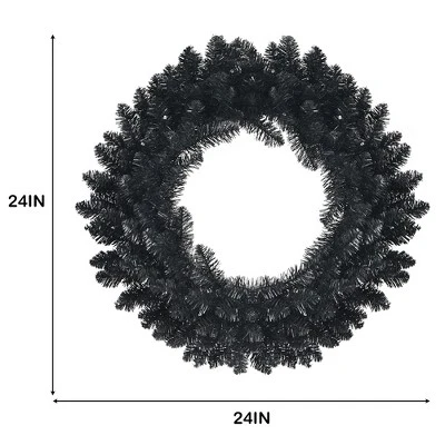 Costway 24inch Pre-lit Christmas Halloween Wreath Black W/ 35 Purple LED Lights 3 Costway 24inch Pre-lit Christmas Halloween Wreath Black W/ 35 Purple LED Lights - Image 3