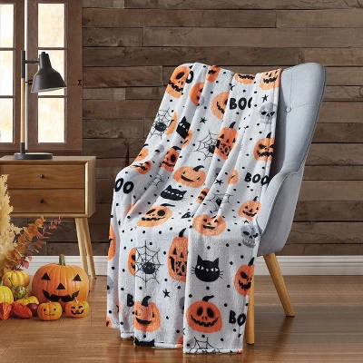 Kate Aurora Halloween Boo! Jack O Lanterns & Spooky Cats Oversized Accent Throw Blanket - 50 In. W X 70 In. L 1 Kate Aurora Halloween Boo! Jack O Lanterns & Spooky Cats Oversized Accent Throw Blanket - 50 In. W X 70 In. L