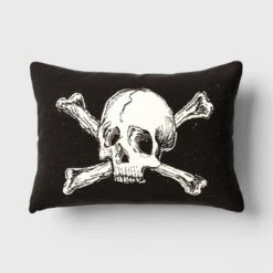Oversize Skull And Crossbones Woven Cotton Lumbar Halloween Throw Pillow Black - Threshold™ -EEK! Deals Store GUEST 1d93023f 85e9 4368 9e88 36202b7344a5