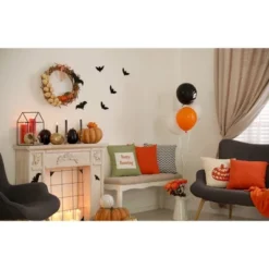 16"x16" Halloween 'Happy Haunting' Square Throw Pillow - E By Design -EEK! Deals Store GUEST 1ed8f5e9 3745 4bd2 ac67 193dc60a58ee