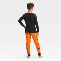 POKEMON Boys' Pokémon Pikachu Halloween 2pc Long Sleeve Pajama Set - Black/Orange