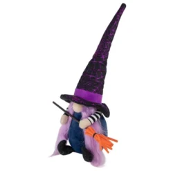 Northlight 14" Black And Purple Witch Gnome With Broom Indoor Halloween Figure -EEK! Deals Store GUEST 22f9253a a26b 4306 8dc4 87d0eb832740