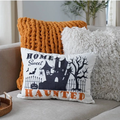 13"x18" Sweet Haunted Home LED Halloween Lumbar Throw Pillow White - Lush Décor 3 13"x18" Sweet Haunted Home LED Halloween Lumbar Throw Pillow White - Lush Décor - Image 3
