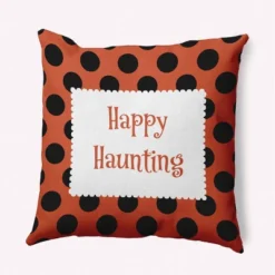 16"x16" Halloween 'Happy Haunting' Dots Square Throw Pillow - E By Design -EEK! Deals Store GUEST 2562c3af beca 4866 a940 7ee8f546dc91