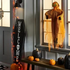 Falloween Small Black Sheltered Porch Pumpkin Halloween Decorative Sculpture - Hyde & EEK! Boutique™