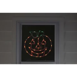 Northlight 14" Jack-O-Lantern Double Sided Halloween Window Silhouette Decoration - Orange/Green -EEK! Deals Store GUEST 327d74f4 9662 476f 841a 7572ca6648d9