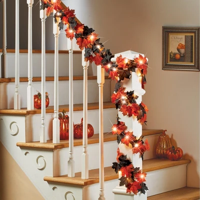 Collections Etc Halloween Lighted Leaf Garland Decoration 2 Collections Etc Halloween Lighted Leaf Garland Decoration - Image 2