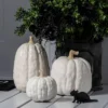 Falloween Medium Sheltered Porch Pumpkin White Halloween Decorative Sculpture - Hyde & EEK! Boutique™