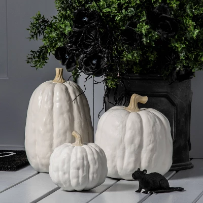 Falloween Small Sheltered Porch Pumpkin White Halloween Decorative Sculpture - Hyde & EEK! Boutique™ 1 Falloween Small Sheltered Porch Pumpkin White Halloween Decorative Sculpture - Hyde & EEK! Boutique™