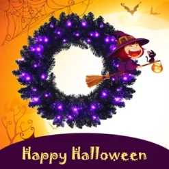 Costway 24inch Pre-lit Christmas Halloween Wreath Black W/ 35 Purple LED Lights 16 Costway 24inch Pre-lit Christmas Halloween Wreath Black W/ 35 Purple LED Lights -EEK! Deals Store GUEST 3c89622f d273 4e9a 8ccd 27814afb77f3