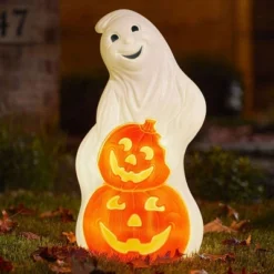 Union Products 56480 60-Watt Light Up Ghost And Pumpkin Halloween Outdoor Garden Statue Decoration Made From Blow-Molded Plastic, White/Orange -EEK! Deals Store GUEST 3d4ed366 15d5 4e15 ab95 f7754f28d3d0