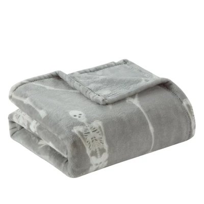 Kate Aurora Halloween Gray Dancing Skeletons Ultra Soft & Plush Oversized Accent Throw Blanket - White 2 Kate Aurora Halloween Gray Dancing Skeletons Ultra Soft & Plush Oversized Accent Throw Blanket - White - Image 2