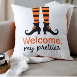 20"x20" Oversize Welcome Pretties Halloween Square Throw Pillow White - Lush Décor -EEK! Deals Store GUEST 452c2266 8c7a 4396 9854 dd29fe36e95e