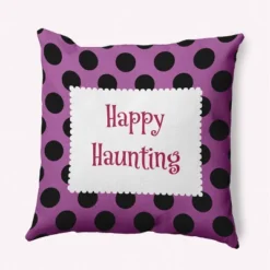 16"x16" Halloween 'Happy Haunting' Dots Square Throw Pillow - E By Design -EEK! Deals Store GUEST 4c286c39 feb5 4ed6 8b06 b250abfb2408