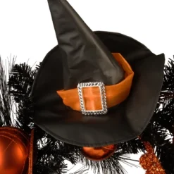National Tree Company Artificial Witch's Wreath, Decorated With Black And Orange Trim, Ball Ornaments, Halloween Collection, 24 Inches -EEK! Deals Store GUEST 50a82da0 a037 4845 a103 04f8859e396c
