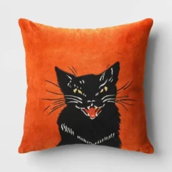 Fierce Cat Applique Cotton Velvet Square Halloween Throw Pillow - Threshold™ -EEK! Deals Store GUEST 5426fcb6 46c0 47d1 b6fc b5526f44bb40