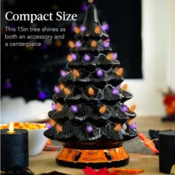 Best Choice Products 15in Pre-Lit Ceramic Tabletop Halloween Tree, Holiday Decoration W/ Orange & Purple Bulb Lights -EEK! Deals Store GUEST 566424ef 3358 4175 bd1a 755966e836df