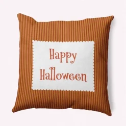 16"x16" 'Happy Halloween' Ticking Square Throw Pillow - E By Design -EEK! Deals Store GUEST 5af24611 6d40 43be aa7b 7fb5074f052e