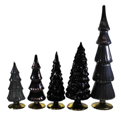 Christmas 17.0" Black Gray Glass Hued Trees S/5 Decorate Halloween Mercury Cody Foster - Decorative Sculptures 1 Christmas 17.0" Black Gray Glass Hued Trees S/5 Decorate Halloween Mercury Cody Foster - Decorative Sculptures