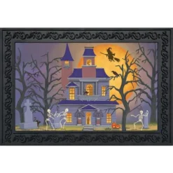 Briarwood Lane Haunted House Party Halloween Doormat Full Moon Indoor / Outdoor 30" X 18"