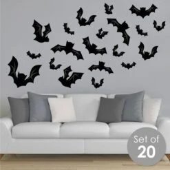 Big Dot Of Happiness Black Bats - Peel And Stick Halloween Vinyl Wall Art Stickers - Wall Decals - Set Of 20