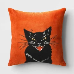 Fierce Cat Applique Cotton Velvet Square Halloween Throw Pillow - Threshold™ -EEK! Deals Store GUEST 75d286a9 5b9e 4de0 9d76 c71c6fcc15aa