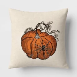 Pumpkin With Spider Cotton Square Halloween Throw Pillow Ivory - Threshold™ -EEK! Deals Store GUEST 7d6a836a 3c3b 495e 8f4c f15b752115c6