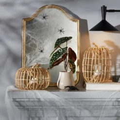 Harvest Light Up Woodchip Woven Medium Pumpkin - Hyde & EEK! Boutique™