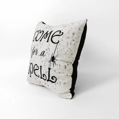 18"x18" 'Come For A Spell' Halloween Square Throw Pillow White/Black - Lush Décor 2 18"x18" 'Come For A Spell' Halloween Square Throw Pillow White/Black - Lush Décor - Image 2