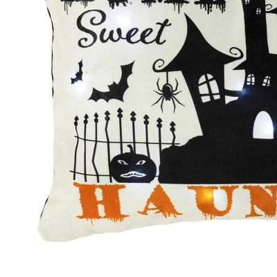 13"x18" Sweet Haunted Home LED Halloween Lumbar Throw Pillow White - Lush Décor 2 13"x18" Sweet Haunted Home LED Halloween Lumbar Throw Pillow White - Lush Décor - Image 2