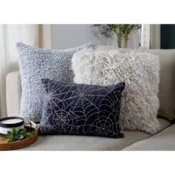 13"x18" Spiderweb All Over Halloween Lumbar Throw Pillow Black - Lush Décor -EEK! Deals Store GUEST 9f3293f6 434f 4109 b21f 70fc8e8e027a