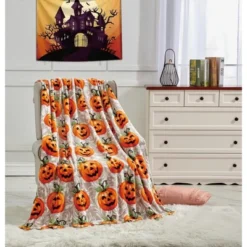 Super Spooky And Comfy Microplush Halloween Throws (50" X 60") -EEK! Deals Store GUEST a8eeac6e 1200 49d6 87c8 42fe33f394ba