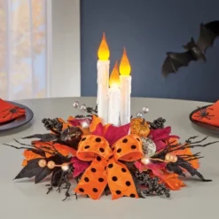 Collections Etc LED-Lighted Halloween Candle Centerpiece 13 X 13 X 11