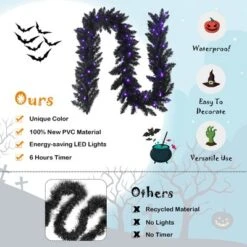 Costway 9ft Pre-lit Christmas Halloween Garland Black W/ 50 Purple LED Lights 16 Costway 9ft Pre-lit Christmas Halloween Garland Black W/ 50 Purple LED Lights -EEK! Deals Store GUEST ae5e825d b3a5 4437 b5f2 53f7020f1a55