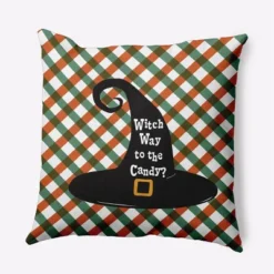 16"x16" Halloween Witch Way To The Candy Square Throw Pillow - E By Design -EEK! Deals Store GUEST b69414bd 8aa8 40c2 9dfc 49e3a31cd8aa