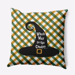 16"x16" Halloween Witch Way To The Candy Square Throw Pillow - E By Design -EEK! Deals Store GUEST bc80cd96 692f 4ede 998c 44773c93d6db