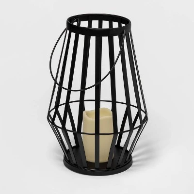 13.5" Light Up Metal Slat Black Halloween Decorative Lantern - Hyde & EEK! Boutique™ 2 13.5" Light Up Metal Slat Black Halloween Decorative Lantern - Hyde & EEK! Boutique™ - Image 2