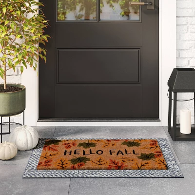 1'2"x2'6" 'Hello Fall' Leaves Coir Halloween Doormat - Hyde & EEK! Boutique™ 1 1'2"x2'6" 'Hello Fall' Leaves Coir Halloween Doormat - Hyde & EEK! Boutique™