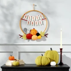 Harvest Pom Pom 'Hello Fall' Hoop Wreath - Hyde & EEK! Boutique™