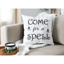 18"x18" 'Come For A Spell' Halloween Square Throw Pillow White/Black - Lush Décor 5 18"x18" 'Come For A Spell' Halloween Square Throw Pillow White/Black - Lush Décor -EEK! Deals Store GUEST e37e983d c34e 4666 b9bc 2e3f54d45920
