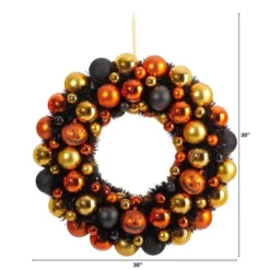 Nearly Natural 19” Halloween Shatterproof Jack O'lantern Pumpkin Ornament Wreath