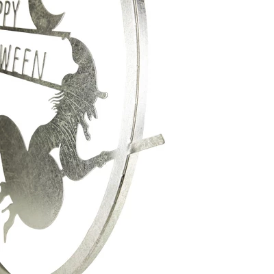 Northlight 17" Silver Flying Witch Happy Halloween Wall Sign 3 Northlight 17" Silver Flying Witch Happy Halloween Wall Sign - Image 3