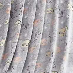50"x70" Oversized Glow In The Dark Skelly Cats Plush Halloween Throw Blanket - VCNY Home -EEK! Deals Store GUEST f8b3f141 999f 4fdc 9634 b3b8f6ae88e7
