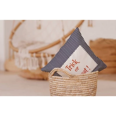 16"x16" Halloween Trick Or Treat Ticking Square Throw Pillow - E By Design 2 16"x16" Halloween Trick Or Treat Ticking Square Throw Pillow - E By Design - Image 2